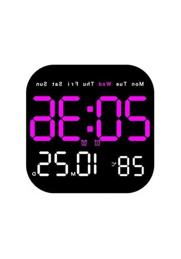 Novahub Büyük Ekranlı Dijital Duvar Saati - Uzaktan Kumandalı, Gece Işığı, Haftanın Günü Ve Sıcaklık Göstergeli Turuncu Bej Bej