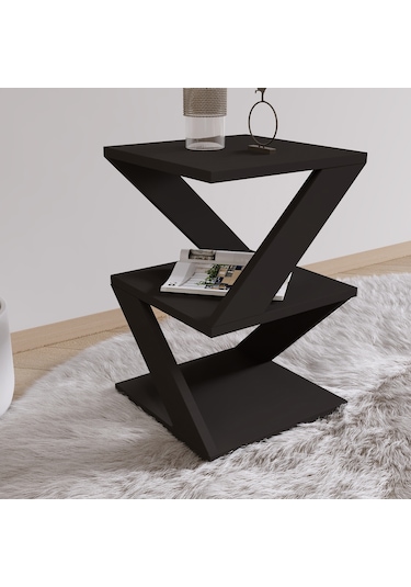 Albeni Yan Sehpa Ahşap Siyah - Siyah Siyah