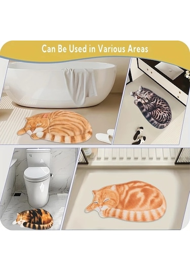 Elmpaly S10170 Kawaii Kedi Desenli Yumuşak Polyester Kaymaz Halı 15.75x29.92inç S10170 Boyut