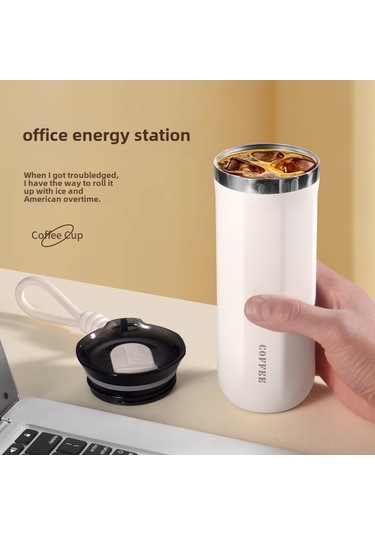 Ranyeek 304 Çelik Isı Yalıtımlı Kupa 500ml Beyaz - 6-12 Saat Sıcak/soguk Saklama - Üniversite Öğrencisi Kadınlar İçin Şık Kişisel Su Bardağı Diğer