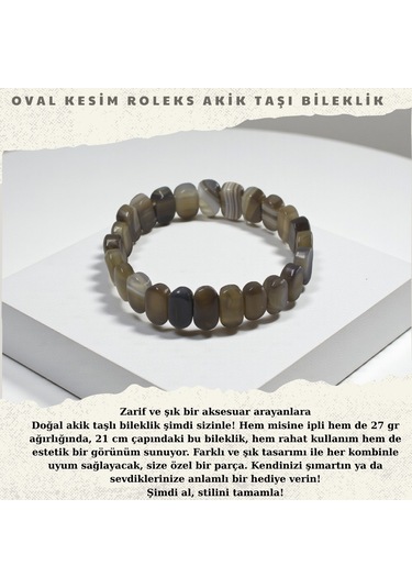 Takı Deryası Doğal Akik Taşı Kadın Bileklik Kahverengi El Yapımı Nazar Dostu Kahverengi