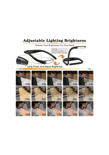 Szypzstore Okuma Işığı, Boyun Kitap Işığı, Şarj Edilebilir, 3 Renk Ayarlanabilir Parlaklık, Esnek Kol, Okuma, Kamp Için Gece Lambası 8psokı Beyaz