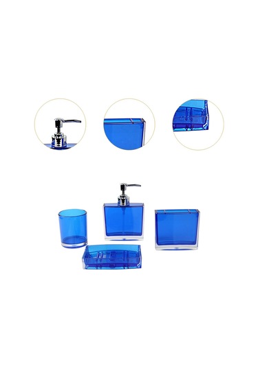 Suntek 4x Losyon Dispenser Bardak Diş Fırçası Tutucu Seti Mavi