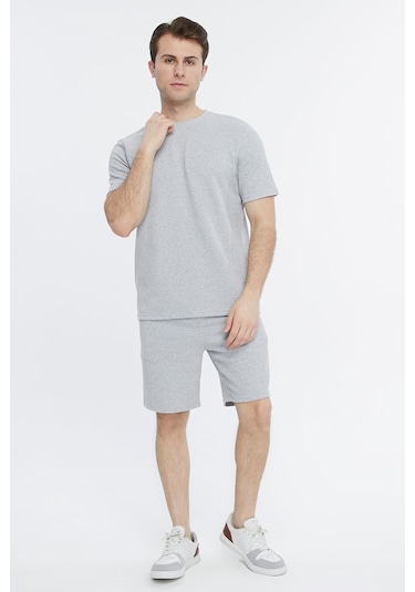 Bella Dossi Waffle Kumaş 0 Yaka Erkek Günlük Ve Spor Şort Takımı Gri