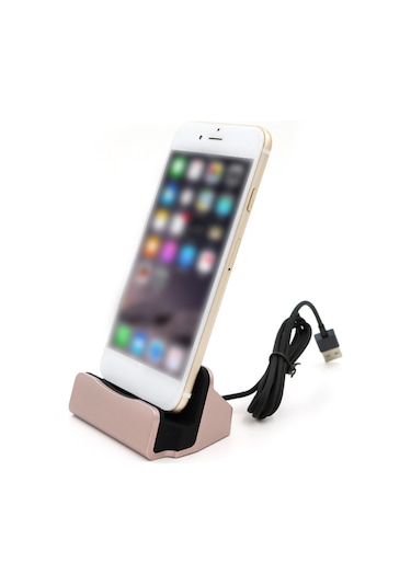 Geeksen Siyah Masaüstü Hızlı Şarj Aleti - 3 Usb Port Type-c, Android Veri Transferli Sabit Telefon Dizüstü Dock