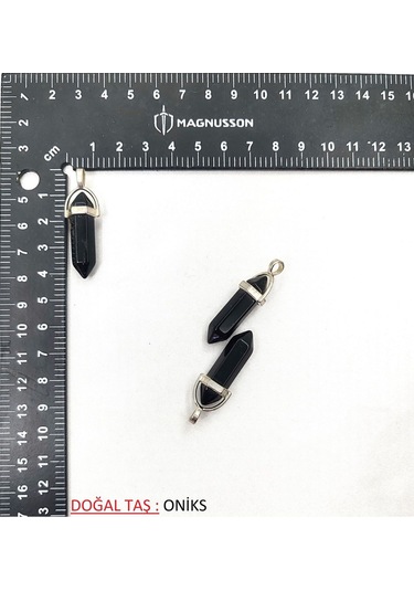 Piramit Doğal Taş Kolye Ucu Siyah