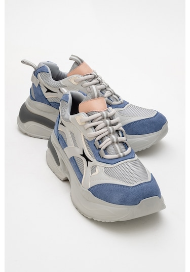 Marron Mavi Gri Kadın Spor Sneakers Mavi - Gri