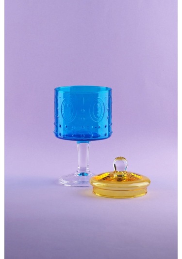 Glore Kavanoz Fleur Ayaklı Turkuaz Sarı 83323 Çok renkli