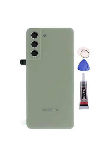 Samsung S21 Fe Yeşil Uyumlu Arka Kapak Batarya Kapağı Pil Kapağı Yapışkan Ve Sökme Aparatıyla Beraber Full Set Yeşil