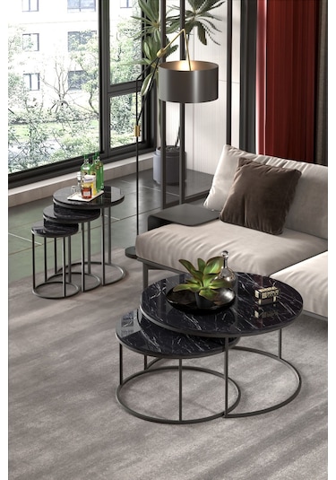 Orta Sehpa Ve Zigon Sehpa Set İkili Lüx C Zigon Bendir