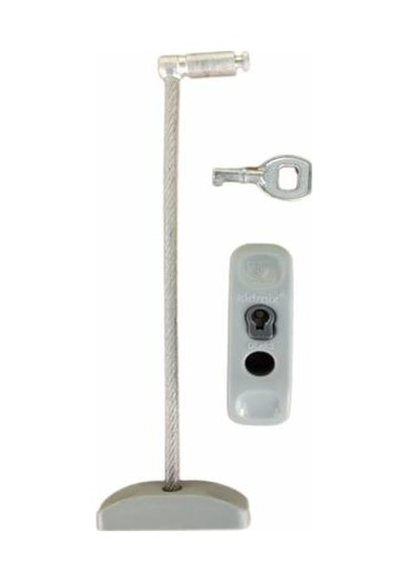 10 Adet Çelik Halatlı Pvc Kapı Pencere Emniyet Kilidi - Pencere Çocuk Emniyet Kilidi - Gri Renk 0.5