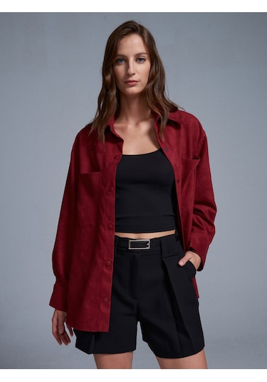 Dilvin 50532 Süet Gömlek Ceket-bordo Bordo