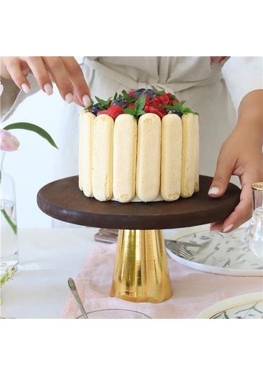 Akayev Ahşap 28 Cm Altın Konik Ayaklı Sunumluk