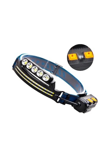 Gaman Cob Led Usb Şarj Çakar Işıklı Hareket Sensörü Kafa Feneri Km-214 Siyah