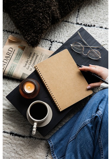 A5 Kraft Karton Kapak 70 Yaprak 110 Gram Kareli Not Defteri Kareli Kraft