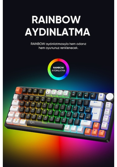 Strike Compact Mekanik Klavye Hot Swap Anti Ghosting Türkçe Örgü Kablo Oyuncu Klavyesi Siyah
