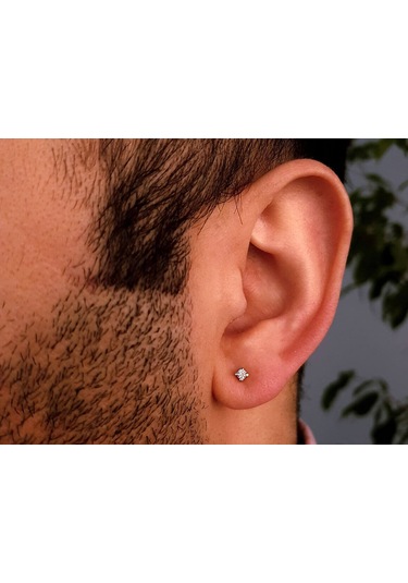 Sirius F Renk 0.06 Karat Tektaş Erkek Küpesi  0804E0125