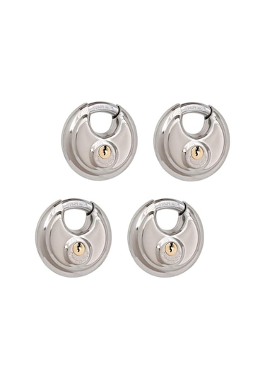 Mufunye Diskli Kilit, Anahtarlı Paslanmaz Çelik Kilit, 2-3/4 İnç Genişliğinde, 3/8 İnç Çapında Kelepçe, Depolama Ünitesi, Kulübeler, Garajlar Ve Çitler İçin Disk Kilidi