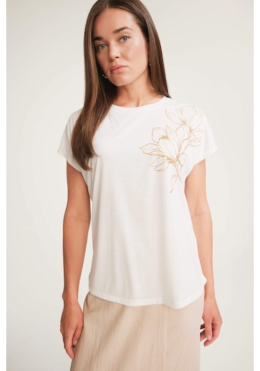 DeFacto Bisiklet Yaka Baskılı Kısa Kollu Tişört E9892AX25SMER105