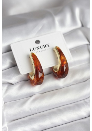 Pirinç Renk Kahverengi Kadın Küpe