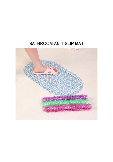 Neevoyu Mavi Banyo Paspası - Pvc Doku, Süper Kaymazsız, Emici Çemberler, Masajlı, Çocuk Ve Yaşlı Dostu, 66x37cm Mavi