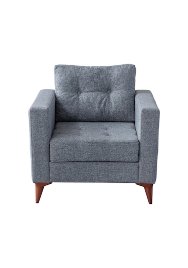 Eymense Kraft Gri Minderli Tekli Koltuk Berjer Gri