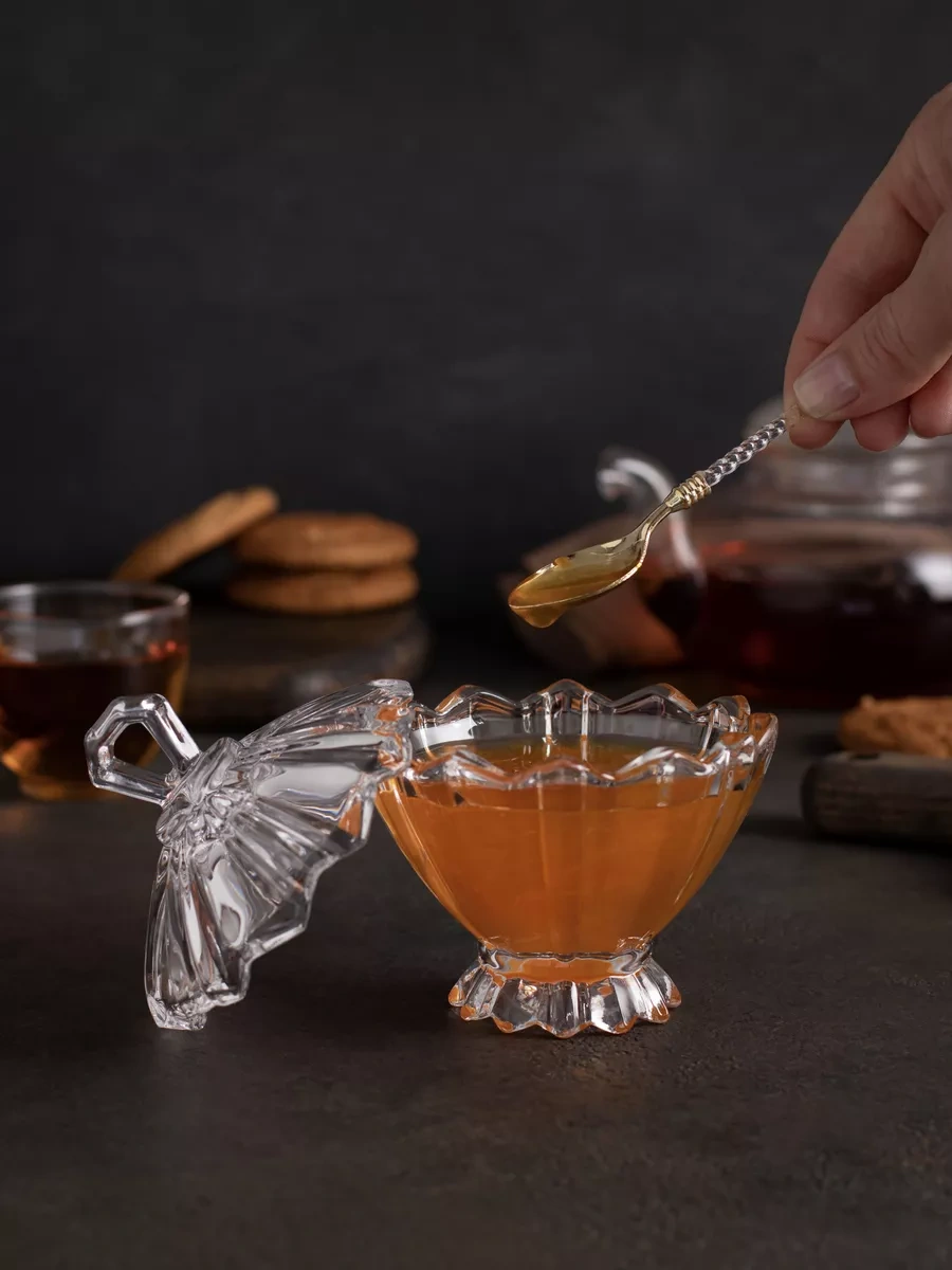 Aura Of Bohemia Ev Ve Mutfak İçin Cam Kapaklı Ve Kaşıklı Şekerlik 246031998 Beyaz