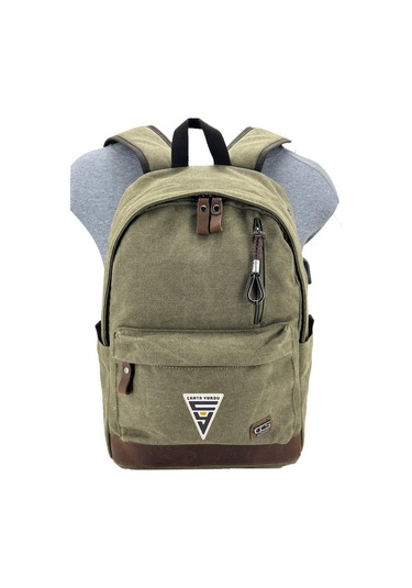 Ççs London 51568 Kanvas Usb Usb Çıkışlı Sırt Çantası Haki
