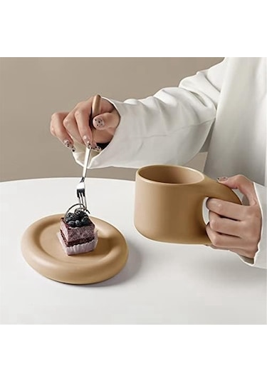 Metabagua Seramik Kupa Tombul Kahve Kupa Sevimli Çay Bardağı Tabağı İle Yenilik Sevimli Yağ Kolu Bardak Seti Ev Dekor Ofis Için Wd2k2p Beyaz