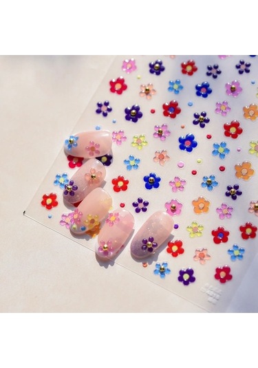 Flybuy 5d Japon Tarzı Vintage Çiçekli Tırnak Sanatı Boncuklu İnci Ta311jz