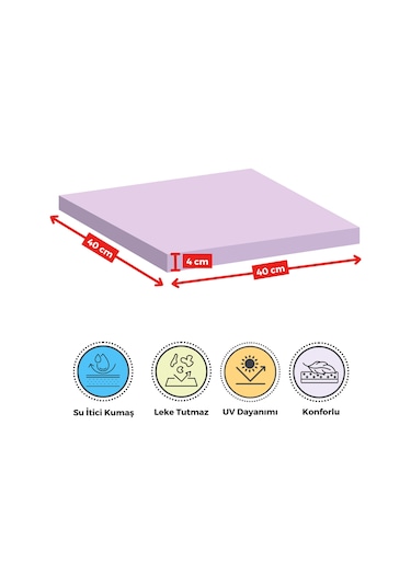 Xpermate 4'lü Sandalye Minderi Su İtici Kumaş 40 x 40 CM Lila