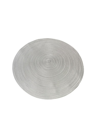 Gri Jüt Yuvarlak Hasır Görünümlü Klasik Halı Kilim Gri