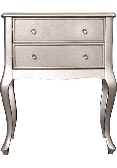 Roys Ahşap G3540 Gümüş Çift Çekmeceli Komodin  Telefonluk