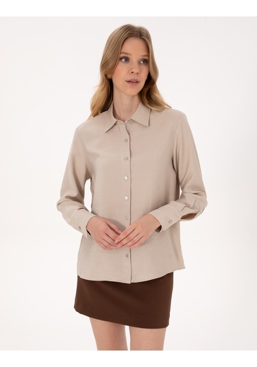 Pierre Cardin Kadın Vizon Gömlek Desenli 50318219-vr052 Vizon