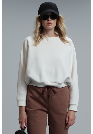 Lufian Uwen Kadın Örme Sweatshırt Kırık Beyaz 122030001100510 Kırık Beyaz
