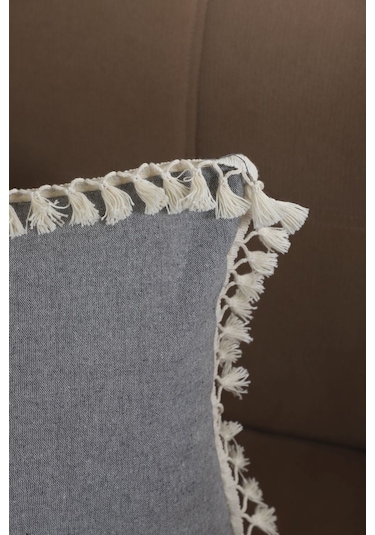 Dnc Home Tekstil Ndchome Gri Antrasit Ponponlu Kırlent43 X 43