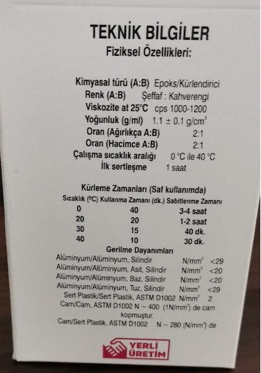 Epofor Ad-1001 Çift Komponentli Epoksi Yapıştırıcı
