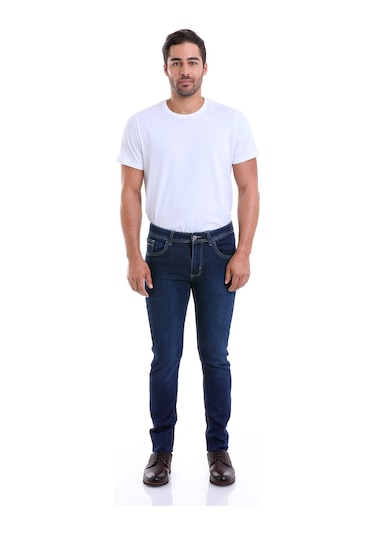 Hatemoğlu Lacivert Slim Fit Düz Düşük Bel Kot Pantolon Lacivert