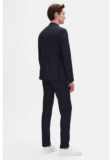 Ds Damat Regular Fit Lacivert Çizgili Kruvaze Takim Elbise 4hf05ort01588 Lacivert