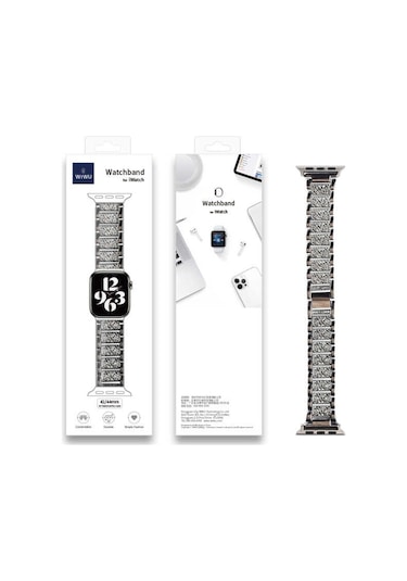 Apple Uyumlu  Watch Seri 42/44 Mm Metal Three Beads Set Kol Kordon (522685426)-Çeşitli Renk
