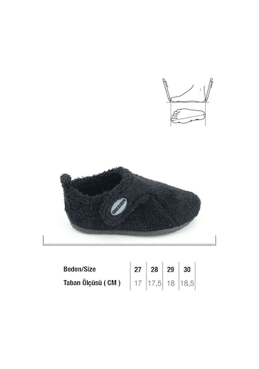 Gezer Erkek Çocuk Kışlık Tek Cırtlı Ayarlanabilir Pvc Taban Ev Okul Kreş Panduf Ga2kpm.03421.00.010.0c Siyah