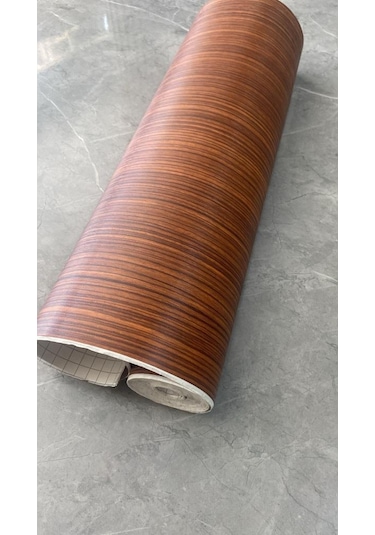 45cm X 10 Metre 1 Rulo Folyo Yapışkanlı Kestane Ahşap Görünümlü Mutfak Duvar Kaplama Folyosu Kağıdı