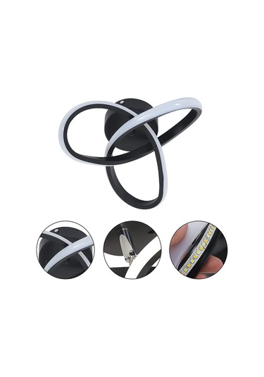 Ruicoo 3 Renk Aydınlatmalı Led Tavan Lambası - Yatak Odası, Salon, Koridor İçin Siyah