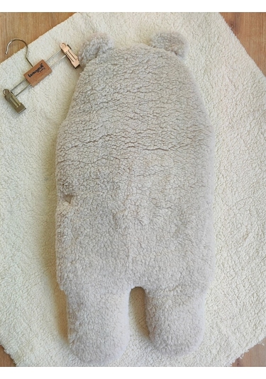 Bebek Dış Kundak Battaniyesi Pelüş Ayaklı Welsoft Uyku Tulumu Kışlık Mont Yenidoğan 0-12 Ay Bej