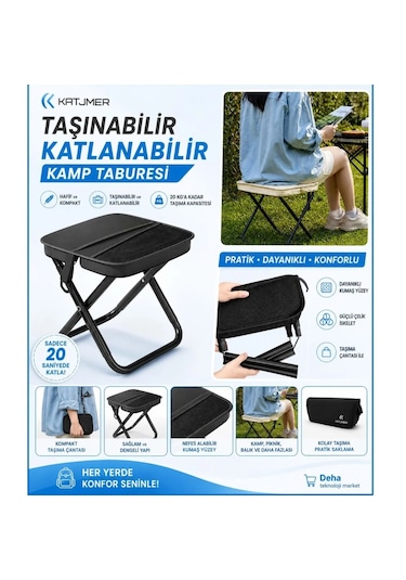 Katjmer Katlanır Kamp Taburesi Siyah