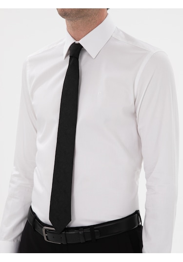 Cacharel Beyaz Slim Fit Pamuklu Klasik Gömlek