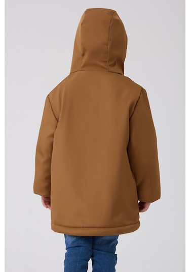 Freemen Erkek Çocuk Taba Kürklü Su Ve Rüzgar Geçirmez Kapüşonlu 3 Kışlık Mont Taba