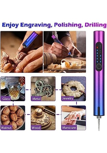 Elektrikli Gravür Kalem Seti, 36 Uçlu, Cam Oymacılığı İçin Kendin Yap Kalem