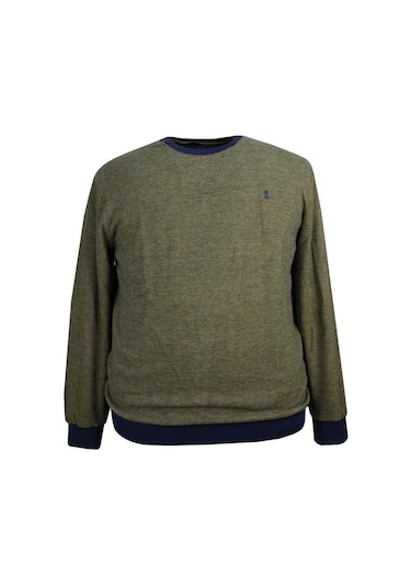 Erkek Büyük Beden Bisiklet Yaka Selanik Kazak Yeşil 001