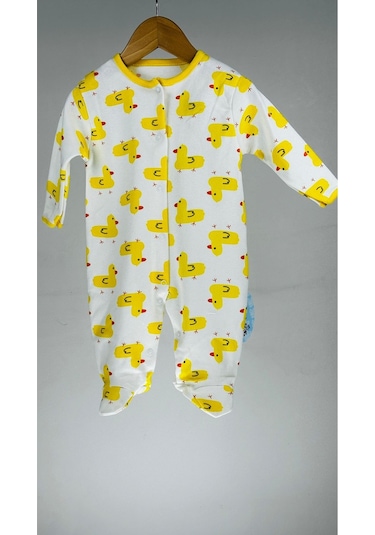 Civcivli %100 Pamuklu Uzun Kollu Çıtçıtlı Bebek Tulum 001